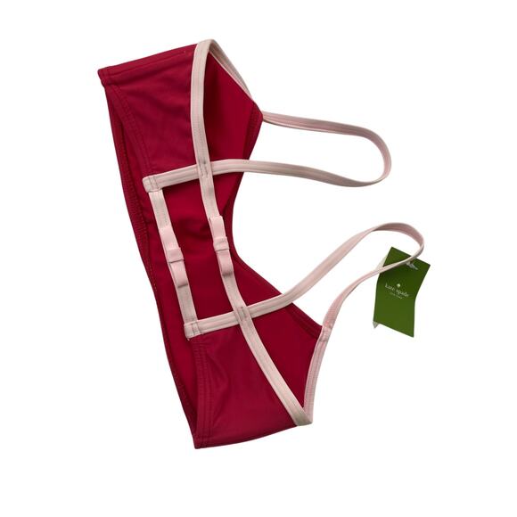 Kate Spade Bikini Top Padded Rose Pink Bows Details Sz XS Preppy Coquette - Picture 6 of 11